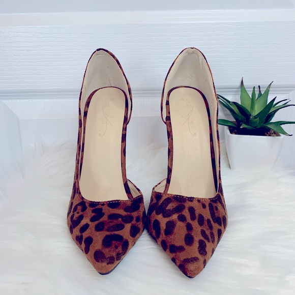 Shoes - Leopard Print Suede Heels